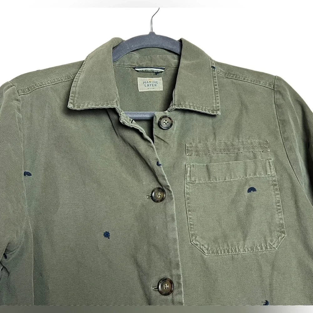 MARINE LAYER women’s green olive long sleeve jacket size M - Picture 6 of 7